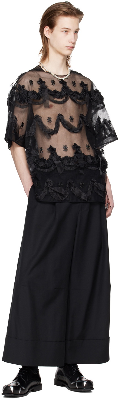 Simone Rocha Cake Course Simone Rocha Black Embroidered Cake T-Shirt Simone Rocha