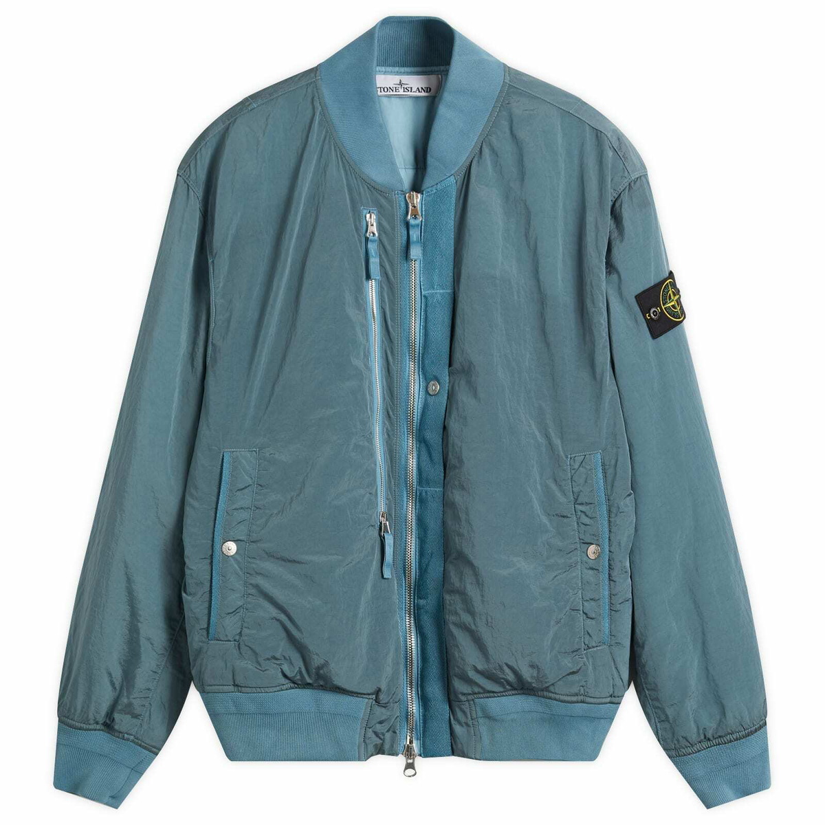 Stone Island Men's Nylon Metal EcoNyl PrimaLoft Bomber Jacket in Steel Blue