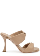 Aquazzura Twist 95 Almond Leather Sandals Nude
