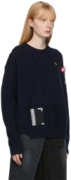 Raf Simons Navy Oversized Merino Reversed Braid Sweater