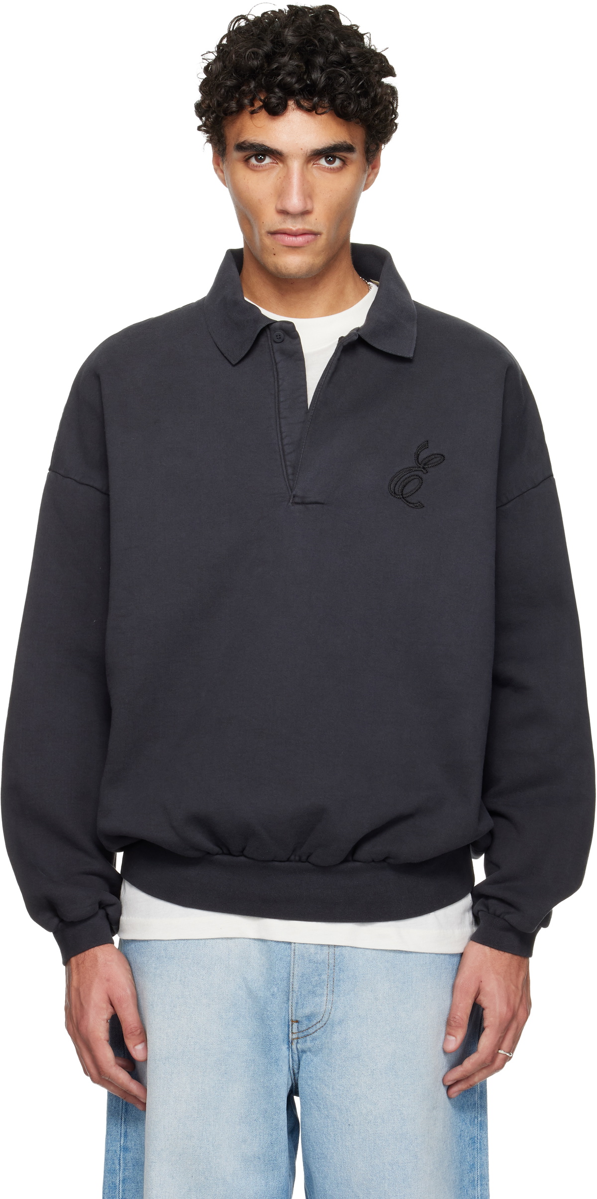 Fear of God ESSENTIALS: Black Holiday Embroidered Classic Polo