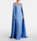 Oscar de la Renta Embellished caped silk-blend gown
