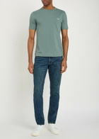 Emporio Armani Logo-embroidered Cotton T-shirt Blue