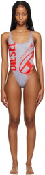 Diesel Gray & Red Pamela One-Piece Swimsuit