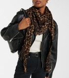 Saint Laurent Leopard-print wool scarf