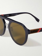 Fendi - Diagonal Aviator-Style Acetate and Silver-Tone Sunglasses