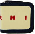 Marni Off-White & Navy Jacquard Logo Zip-Around Wallet