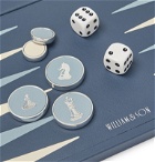 William & Son - Reversible Leather Backgammon and Chess Board - Blue