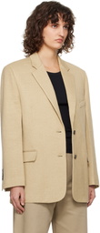 RECTO Beige Oversize Single Breasted Tweed Blazer