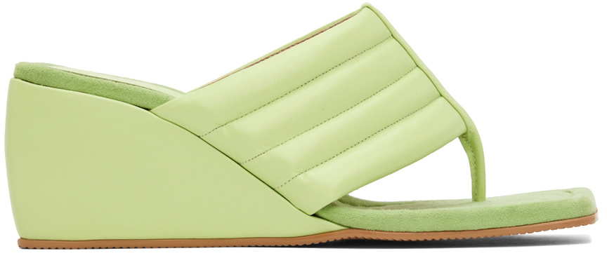 OSOI Green Wedge Wave Sandals
