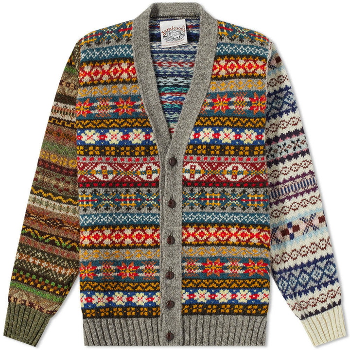 Photo: Jamieson's of Shetland Men's Crazy Fair Isle V-Neck Cardigan in Multi