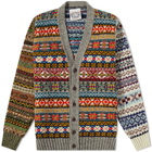 Jamieson's of Shetland Men's Crazy Fair Isle V-Neck Cardigan in Multi