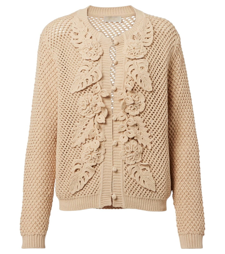 Photo: Elie Saab Floral-appliqué crochet cardigan