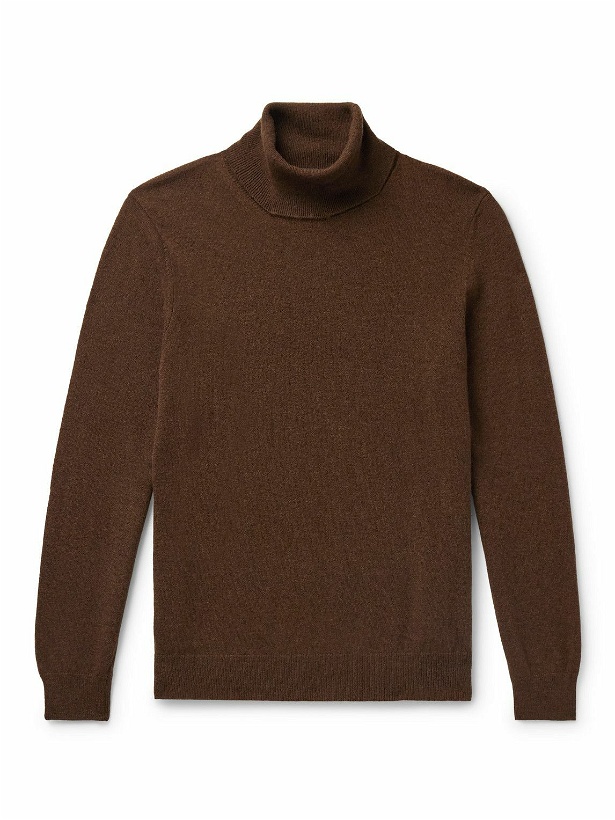 Photo: Incotex - Slim-Fit Virgin Wool and Cashmere-Blend Rollneck Sweater - Brown