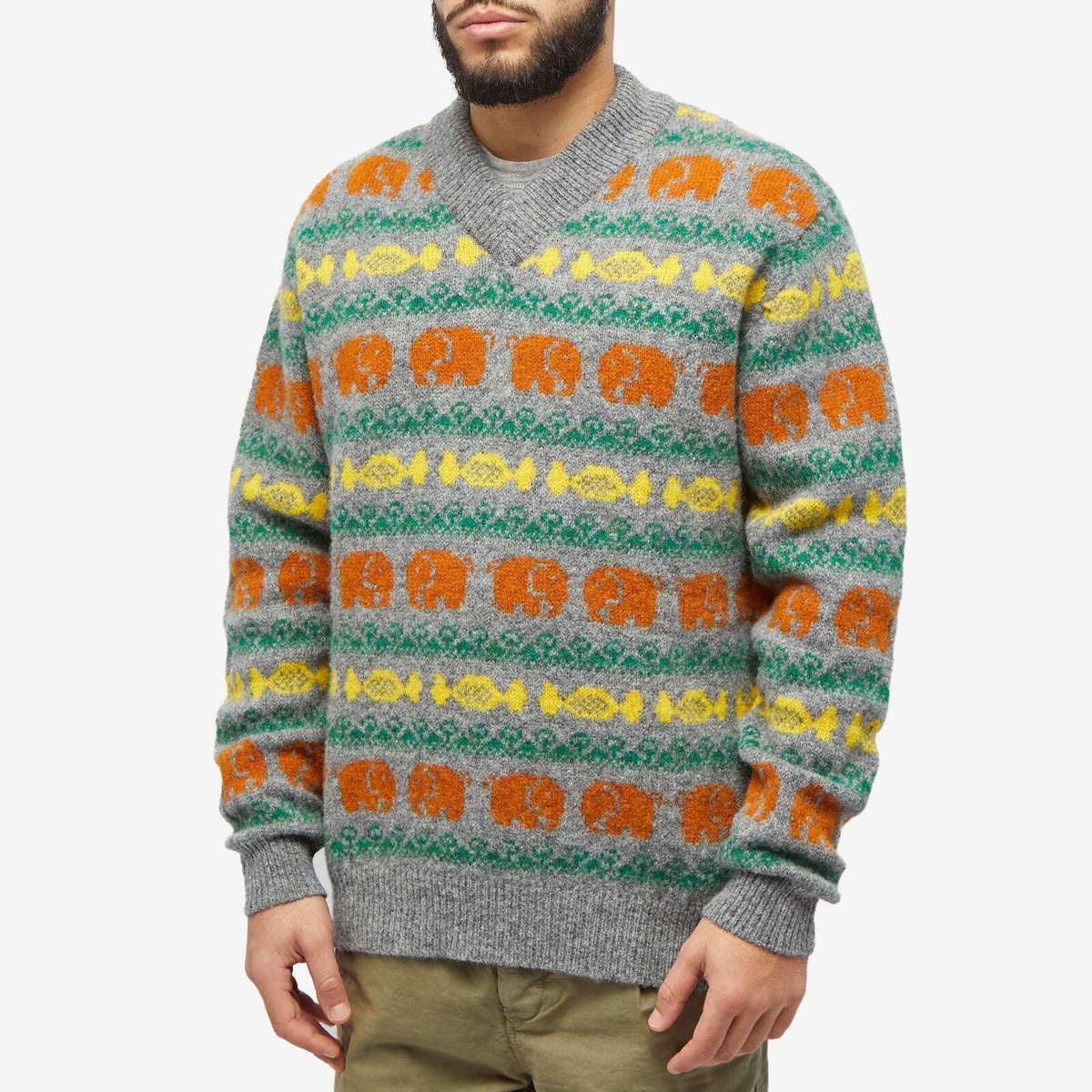 Howlin by Morrison Men's Howlin' Elephants on Candy V-Neck Knit in