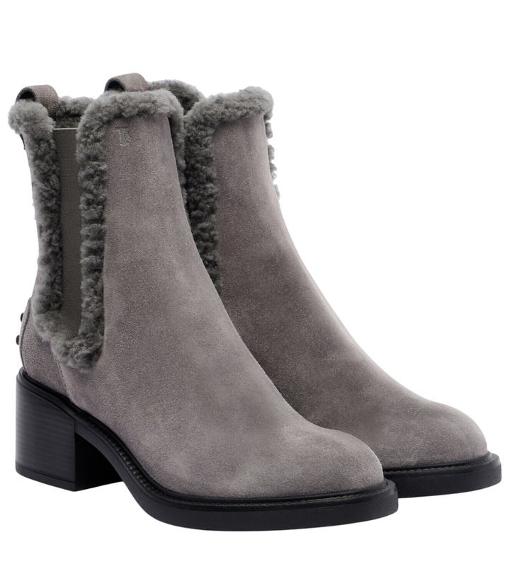 Photo: Tod's 60 shearling-trimmed suede ankle boots