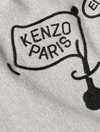 KENZO - Embroidered Cotton Hoodie - Gray