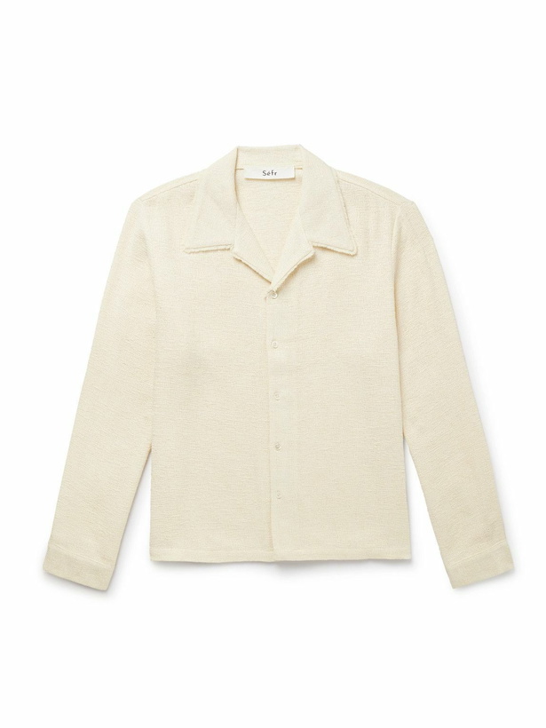 Photo: Séfr - Jagou Camp-Collar Cotton-Blend Tweed Shirt - Neutrals