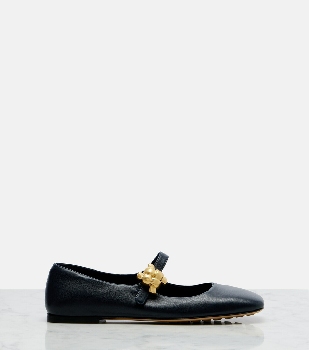 Bottega Veneta Lucy embellished leather Mary Jane flats