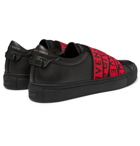 Givenchy - Urban Street Logo Webbing-Trimmed Leather Slip-On Sneakers - Black