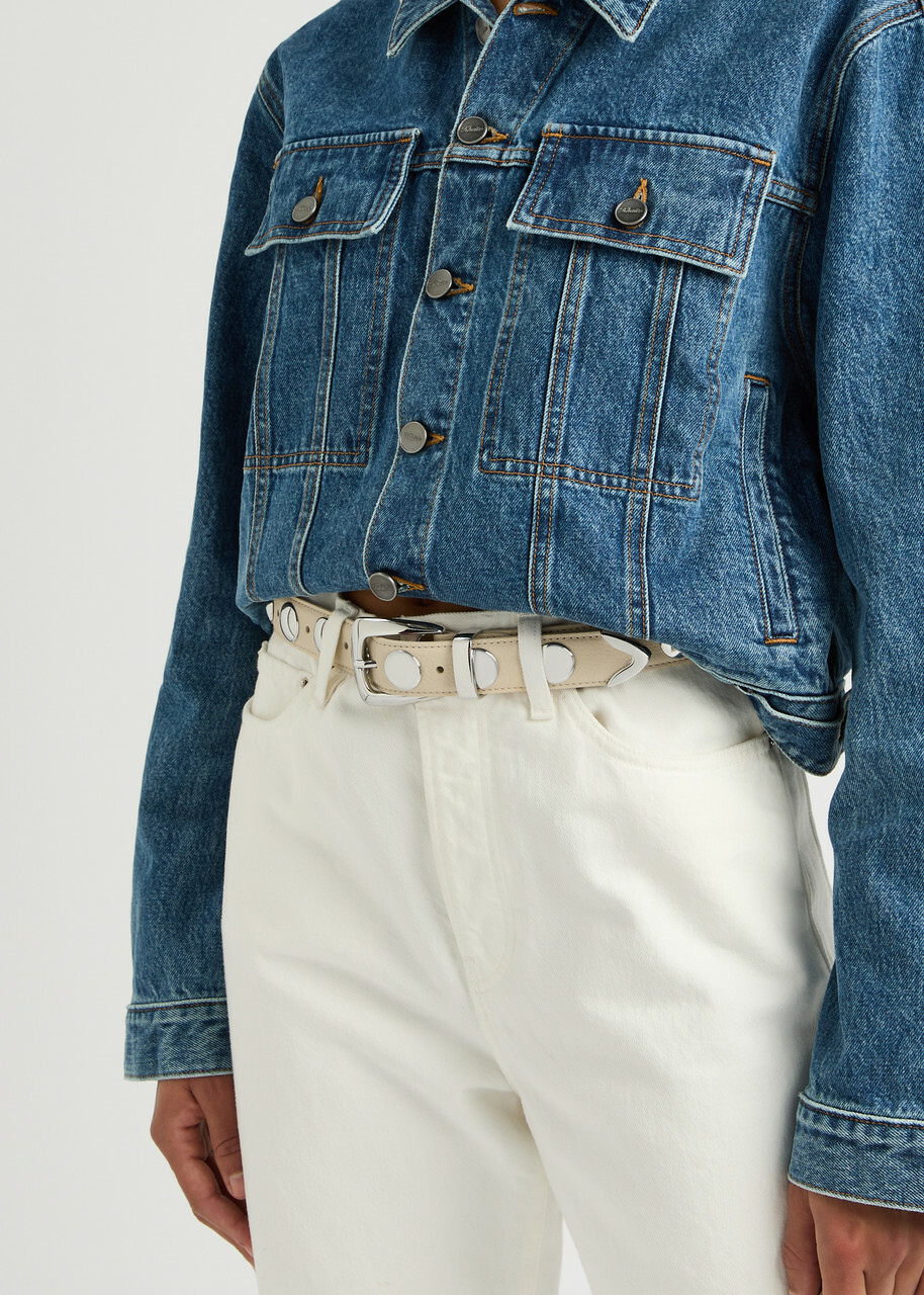 Khaite Benny Studded Leather Belt Ivory