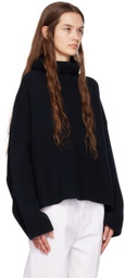Totême Black Wool Rib Knit Sweater