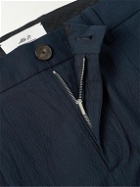 Mr P. - Daniel Slim-Fit Pleated Cotton-Blend Seersucker Suit Trousers - Blue