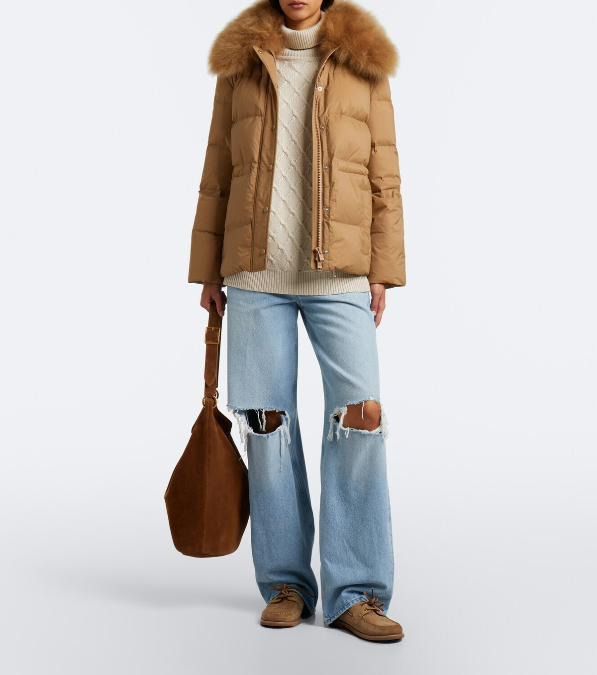 Yves Salomon Shearling-trimmed down jacket