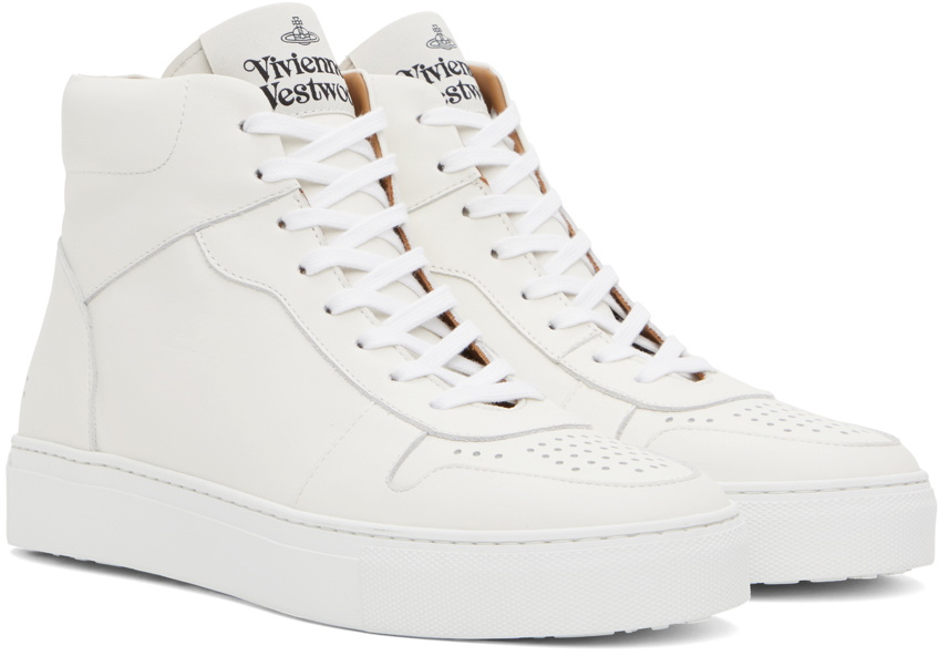 Vivienne Westwood White Classic Punch Trainer High Top Sneakers 