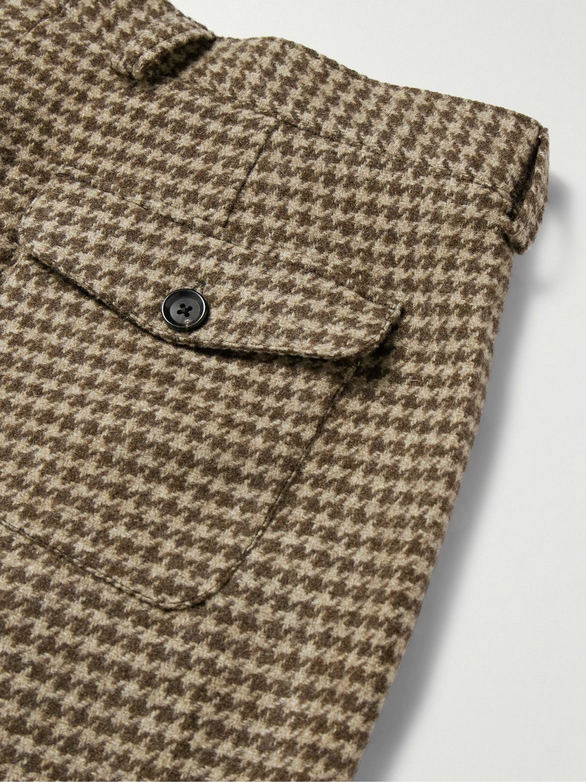 Oliver Spencer - Morton Straight-Leg Pleated Houndstooth Wool Trousers - Neutrals