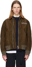 sacai Brown Treated Nylon Twill Bomber Jacket
