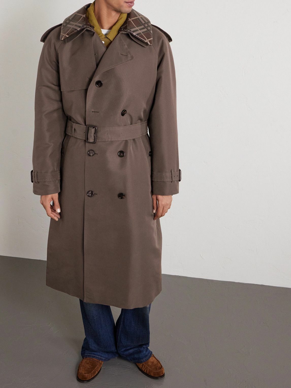 Burberry - Leather-Trimmed Silk and Cotton-Blend Trench Coat - Brown