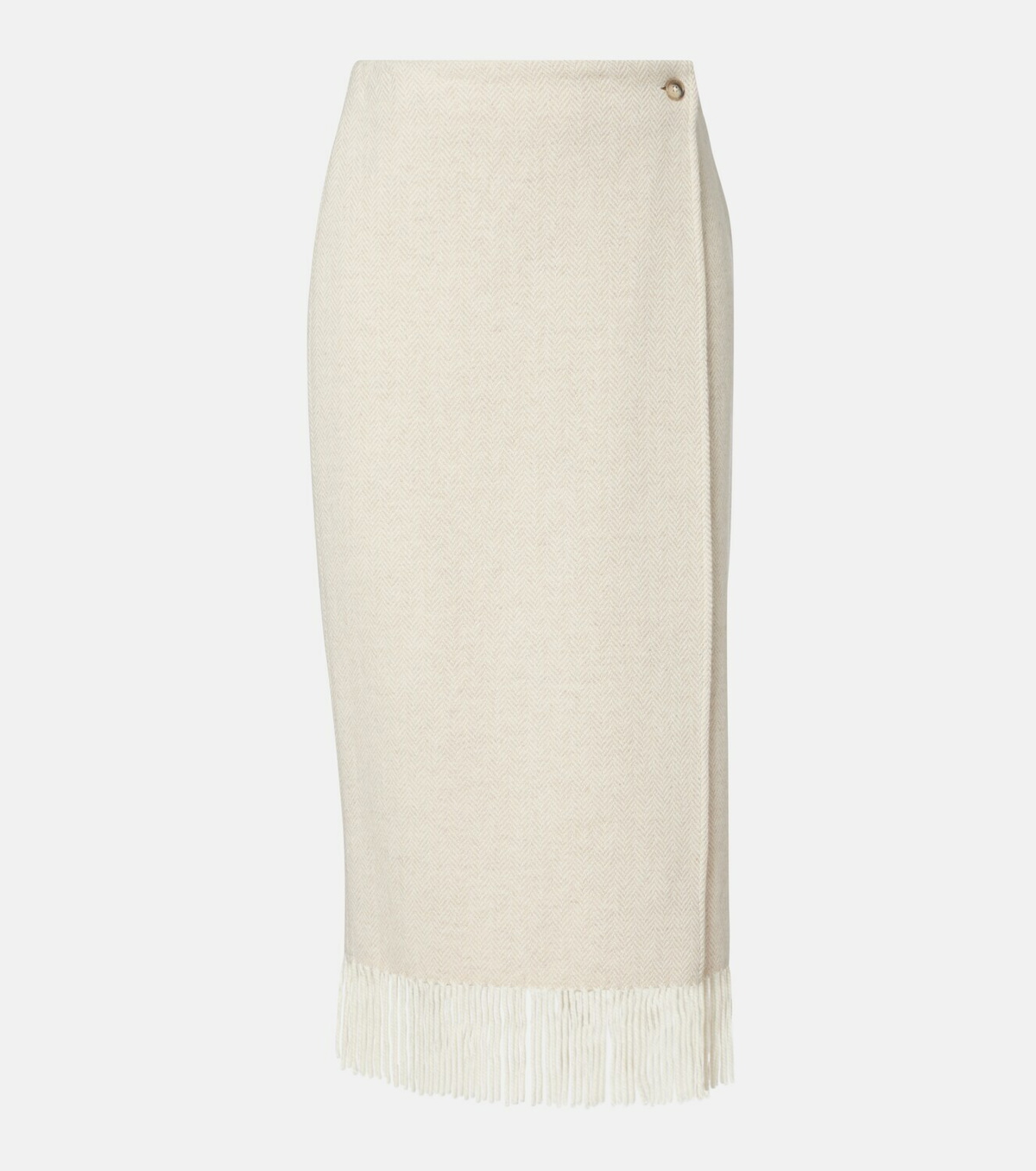 Polo Ralph Lauren Fringed herringbone wool-blend wrap skirt