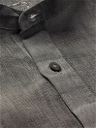 120% - Grandad-Collar Linen Shirt - Gray