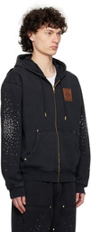 Casablanca Black 'La Prémonition' Crystal Embellished Zip Hoodie