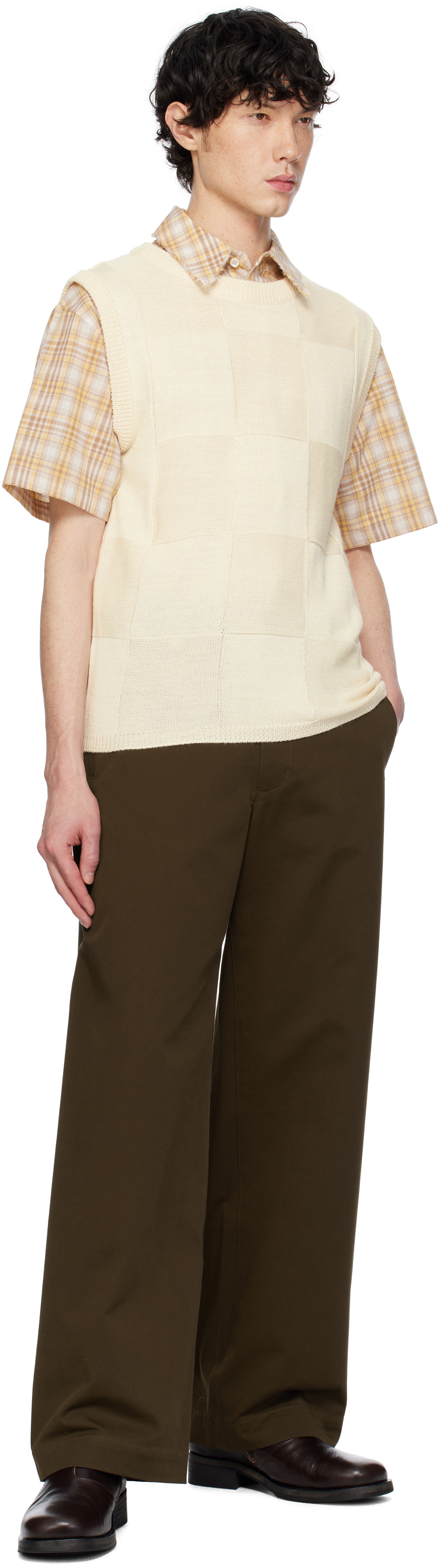 AFTER PRAY Brown Wide Chino Trousers