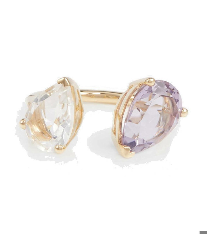 Photo: Persée Birthstone 18kt gold ring with diamonds, amethyst, and white topaz