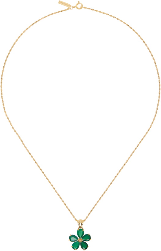 Photo: Ernest W. Baker Gold & Green Stone Flower Necklace