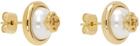 Casablanca Gold Pearl Logo Stud Earrings