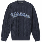 Versace Men's Varsity Intarsia Knit in Navy