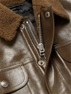 TOM FORD - Shearling-Trimmed Leather Down Jacket - Green
