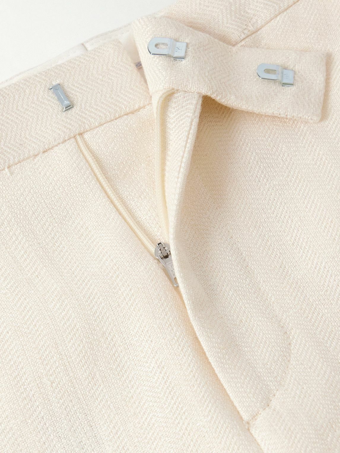 Favourbrook - Slim-Fit Herringbone Linen and Silk-Blend Suit Trousers - Neutrals