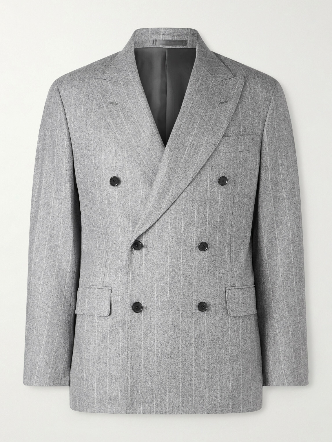 Kaptain Sunshine - Double-Breasted Pinstriped Wool Suit Jacket - Gray