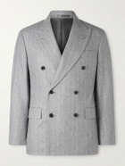 Kaptain Sunshine - Double-Breasted Pinstriped Wool Suit Jacket - Gray