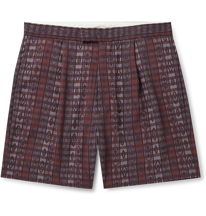 Photo: Beams Plus - Printed Checked Woven Shorts - Burgundy