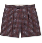 Beams Plus - Printed Checked Woven Shorts - Burgundy