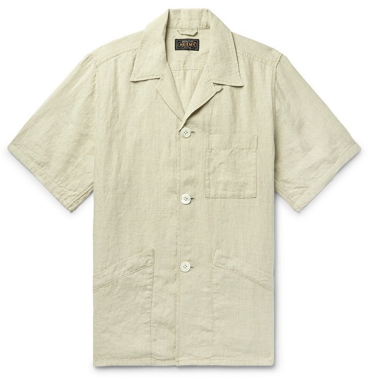 Photo: Beams Plus - Camp-Collar Linen Shirt - Beige