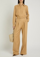 Gabriela Hearst Vargas Herringbone Cashmere and Silk-blend Trousers Camel