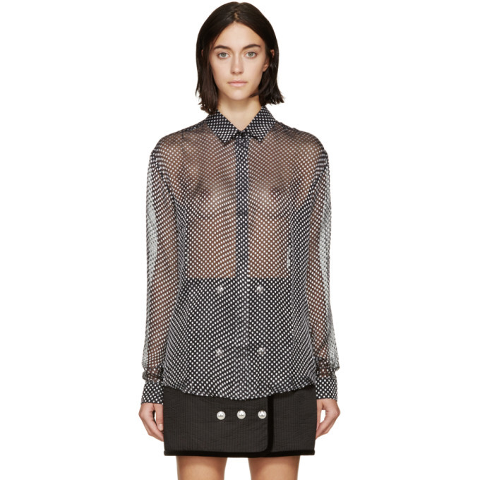Photo: Anthony Vaccarello Black and Grey Flocked Spot Shirt
