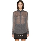 Anthony Vaccarello Black and Grey Flocked Spot Shirt